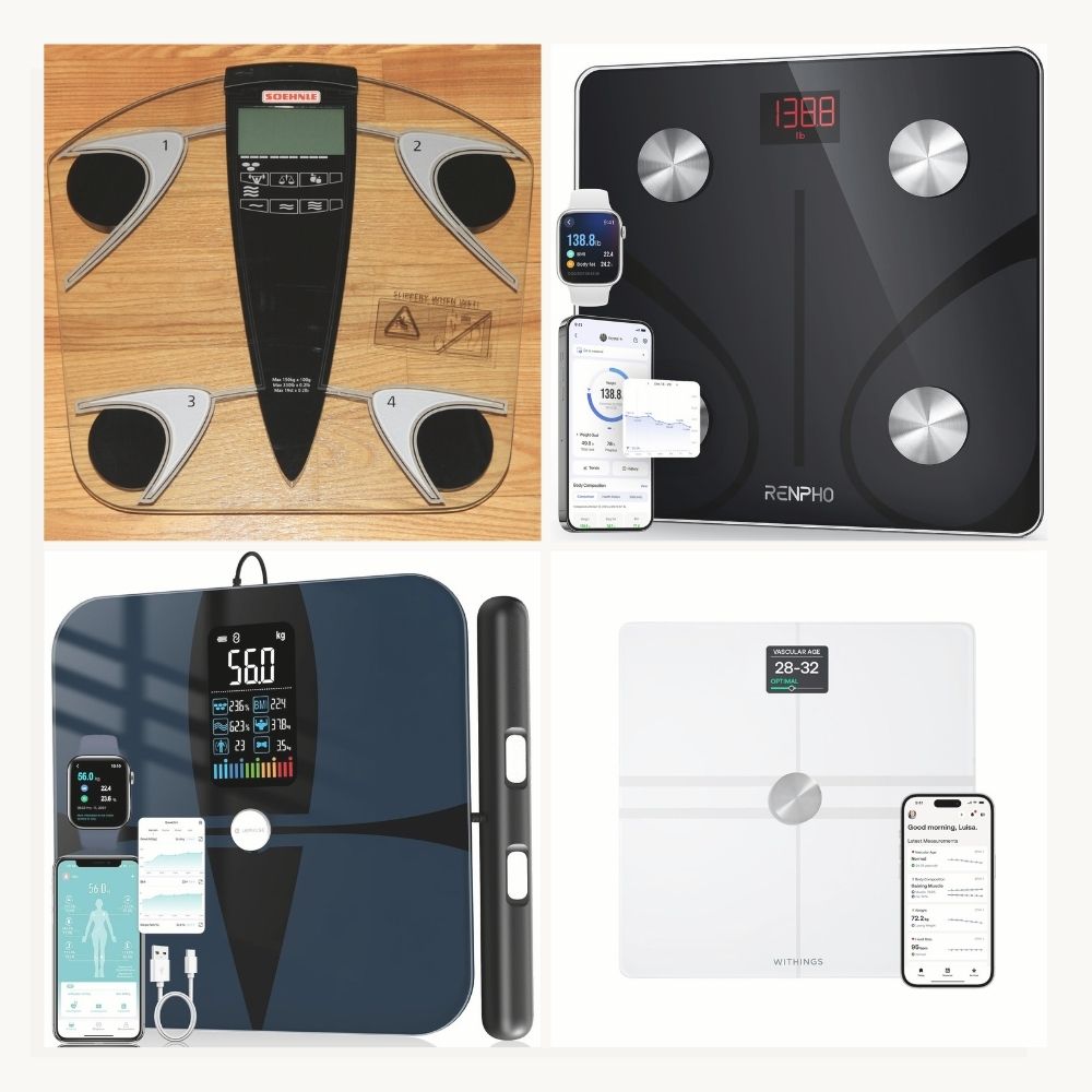 Bioimpedance scales arranged in a grid.